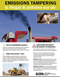 Poster: Emissions Tampering is llegal and pollutes our air